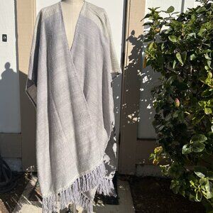 Swaziland, S. Africa-Tsandza Handwoven Merino Wool - Cape in Gray and Cream